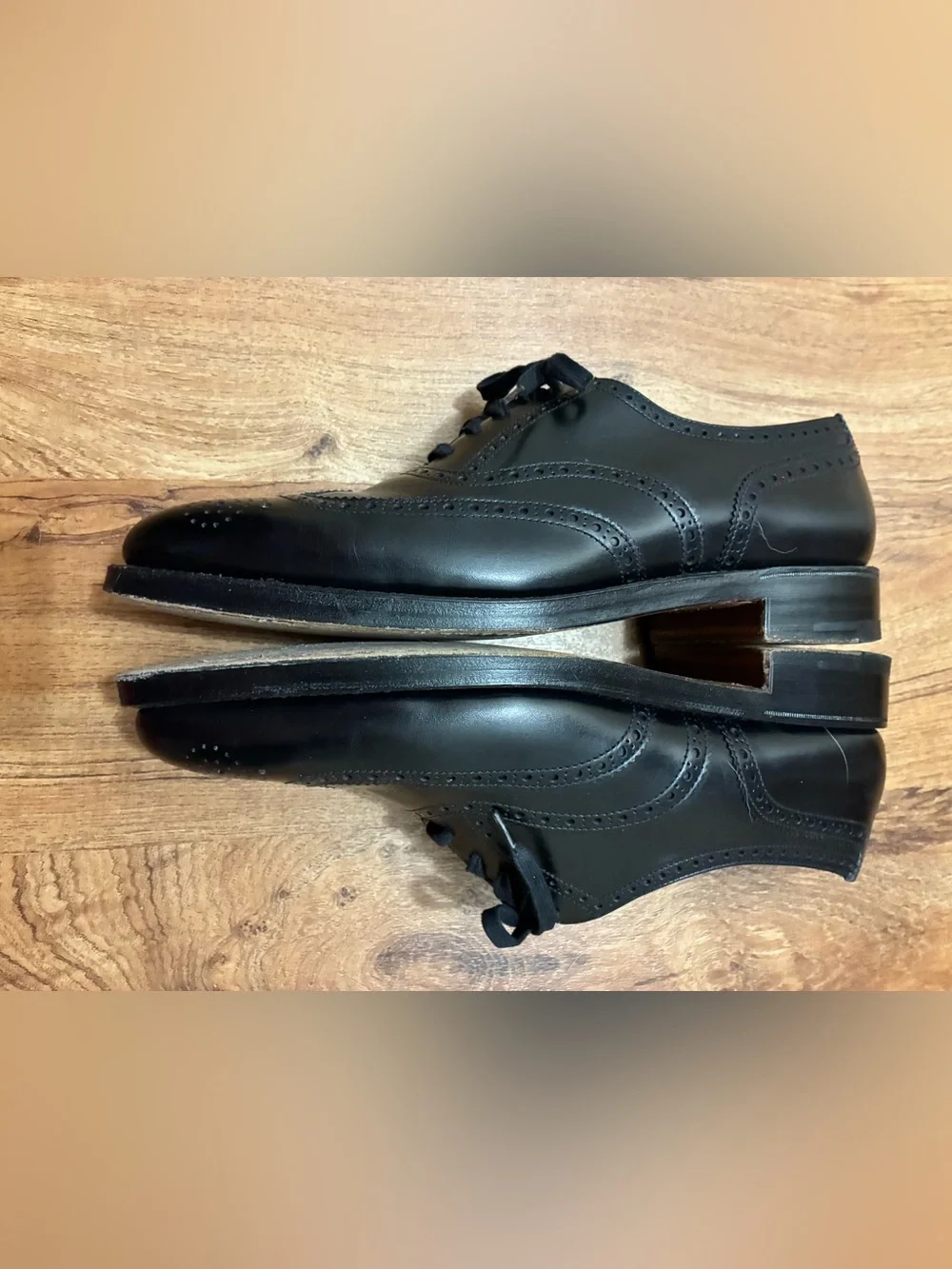 Polo Ralph Lauren Benchmade England Black Leather Wingtip Oxfords 9.5D⁠
